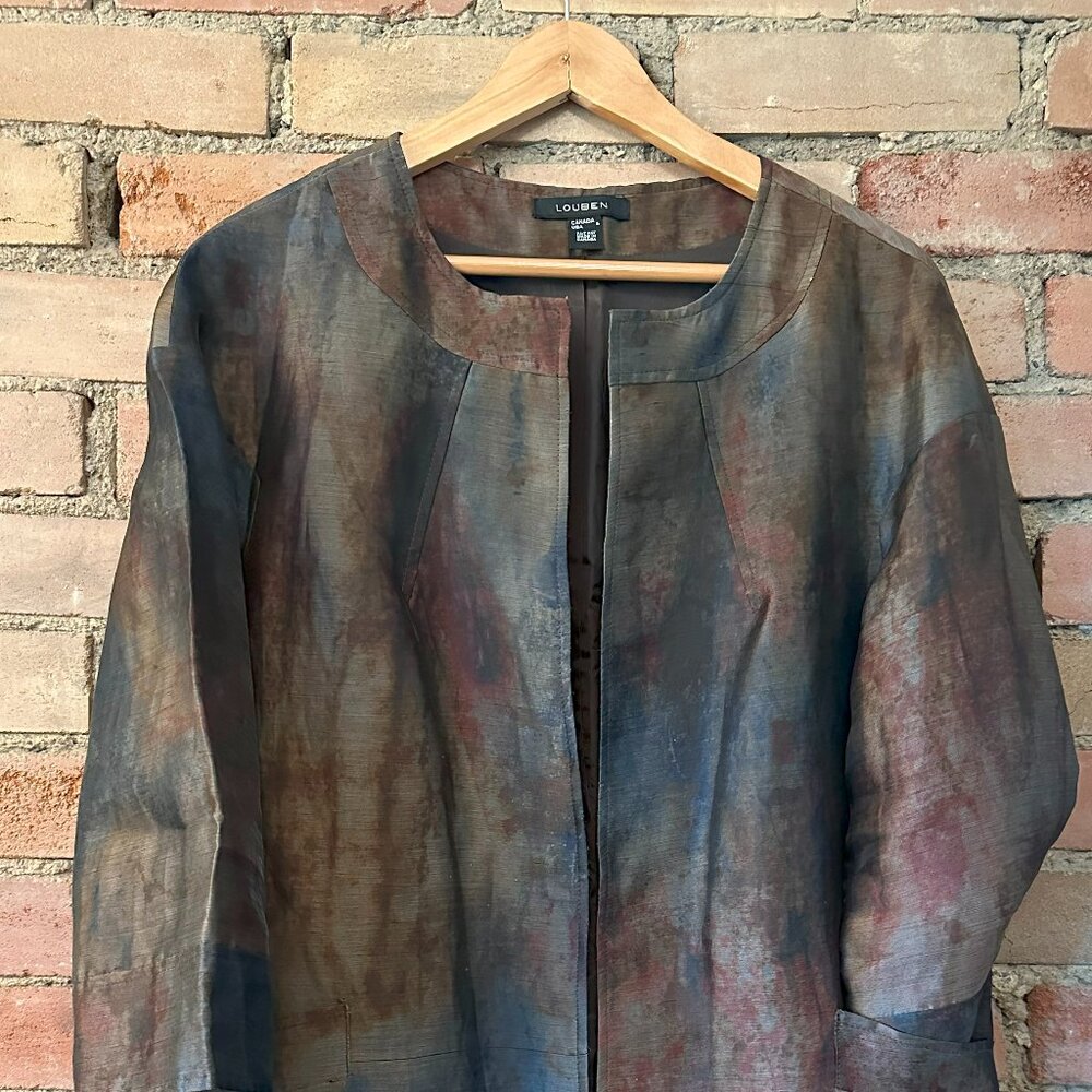 Louben Silk Jacket – Copper-Blue Tones – Size 6 (Fits 8/10)